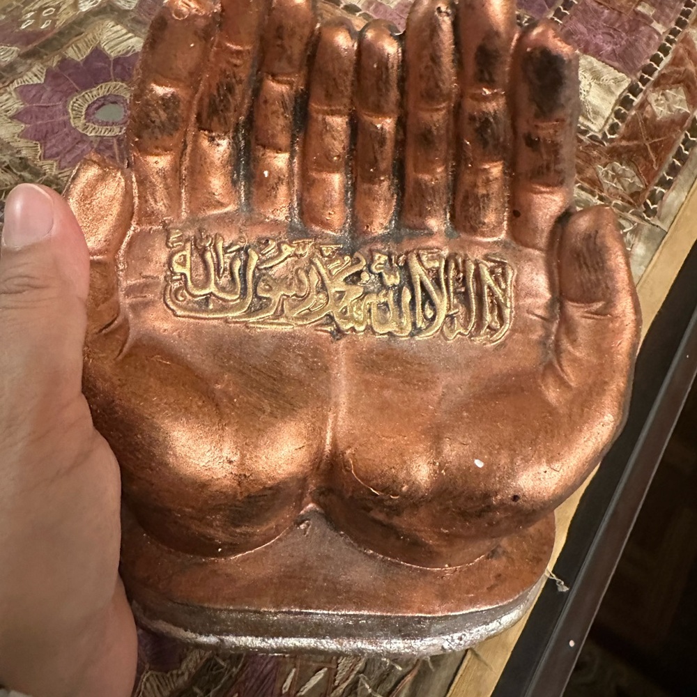 Copper Hand Sculpture with Gold Detailing
